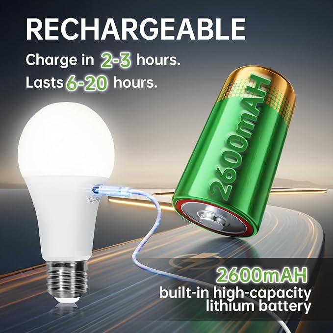 Kimjo 4 Pack Rechargeable Light Bulbs - Image 3