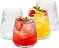 Goodluck 36 Pack 12oz Stemless Plastic Wine Glasses – Clear Ribbed Cups by GoodLuck