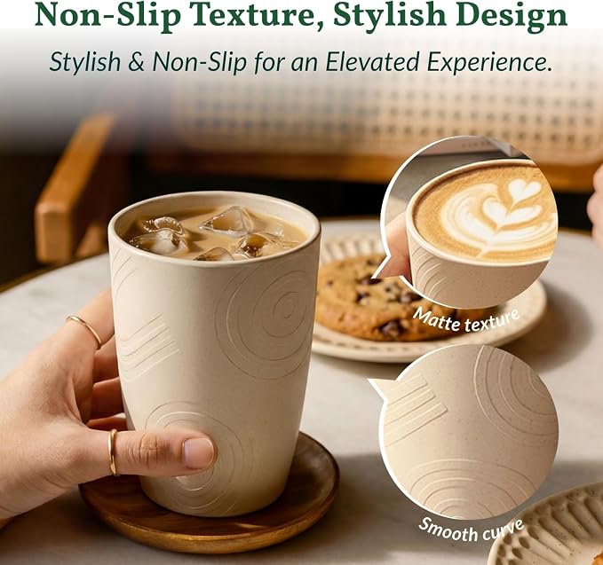 Homienly Plastic Cups Alternatives Unbreakable Drinking Glasses Wheat Straw Cup - Image 4