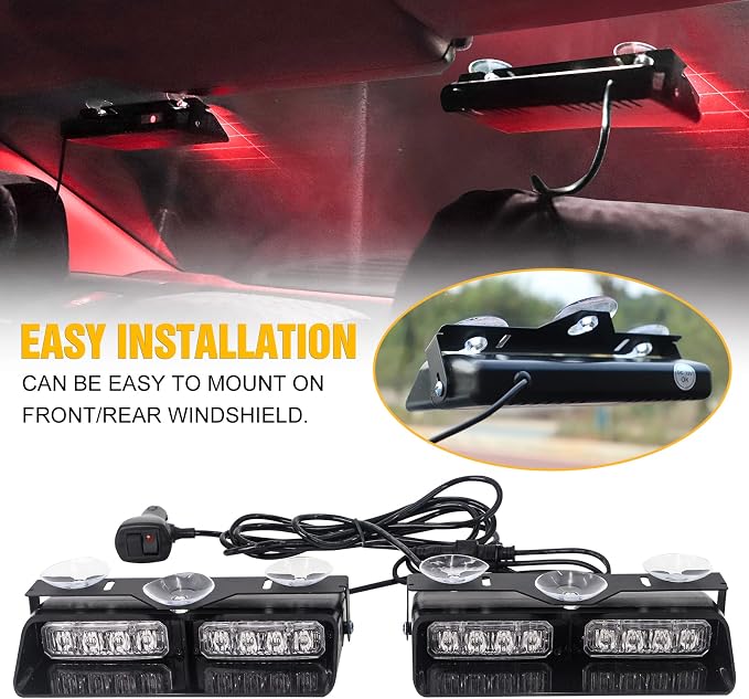 XRIDONSEN 2 in 1 Red Emergency Dash Lights Warning Safety Flashing Interior - Image 4