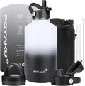 Water Bottle Insulated 32oz 40oz 64oz 128oz Straw Lid Spout Lid & 3 Lids by POYAKU