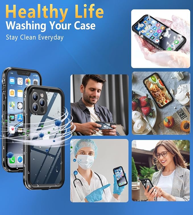 Design for iPhone 12 Pro Max Case Waterproof, Full Body Underwater Dustproof - Image 7