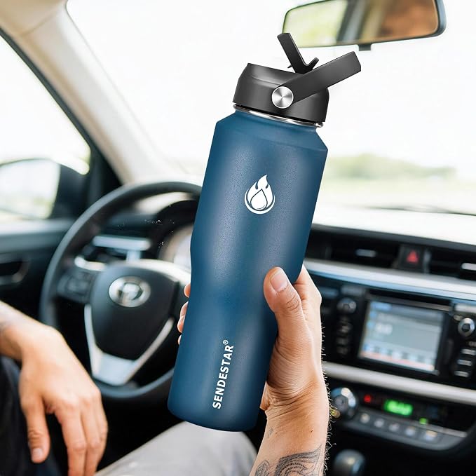 SENDESTAR Water Bottle 32oz, Wide Mouth Stainless Steel Vacuum Insulated Double - Image 6
