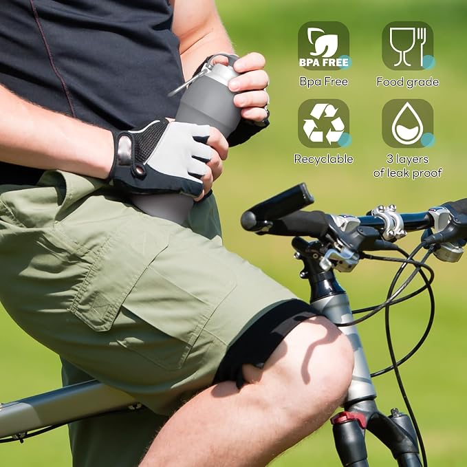 Collapsible Lightweight 20oz Water Bottle, Food-Grade Silicone BPA Free - Image 3