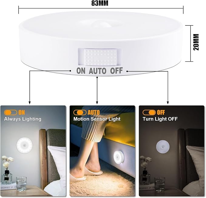 Motion Sensor Light Indoor, 3 Pack Rechargeable Night Light, Wide Detection - Image 3