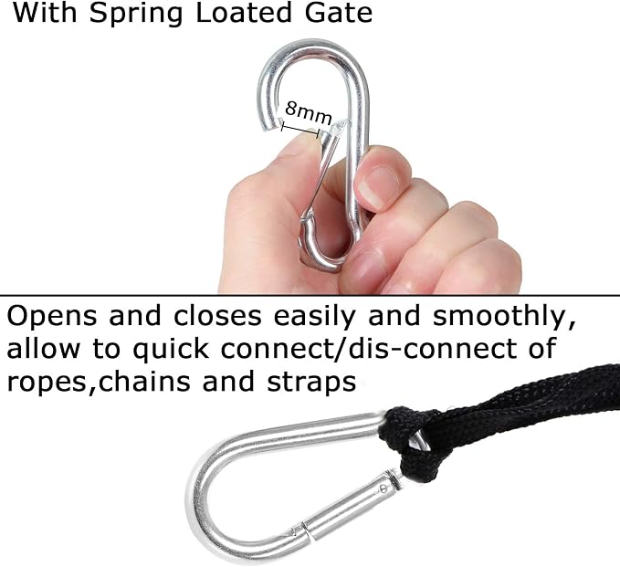 60Pcs Stainless Steel Carabiner Clip Spring-Snap Hook 1/4 in, M6 x 2 3/8 Inch - Image 3