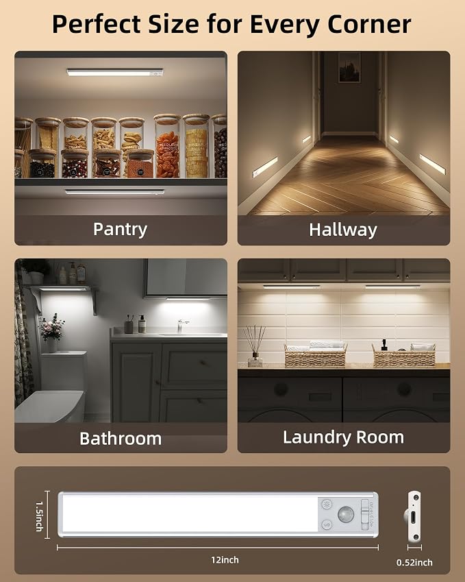 EZVALO Under Cabinet Lighting, 3500mAh Rechargeable Motion Sensor Light Indoor - Image 8