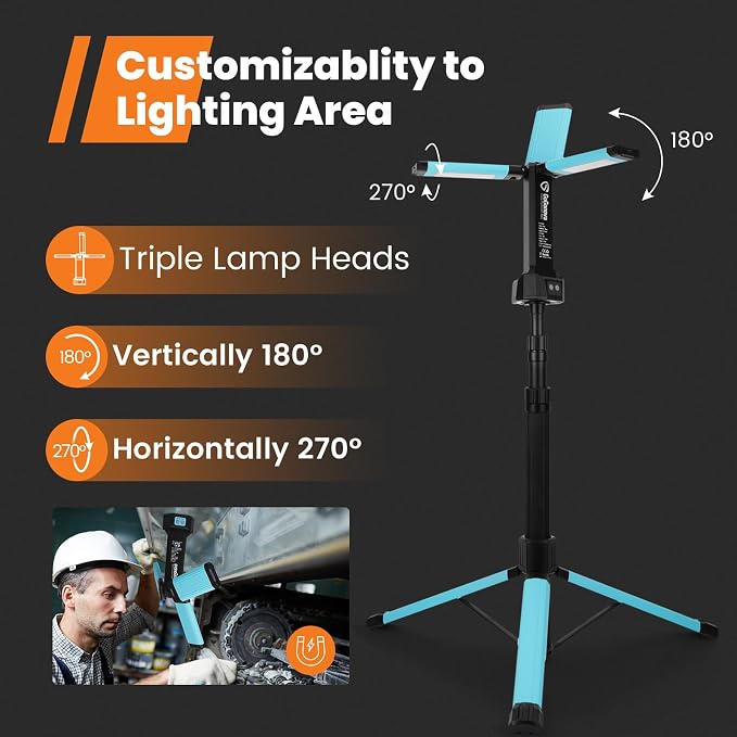 Rechargeable Work Light with Stand, GoGonova Cordless Work Light with Triple - Image 2