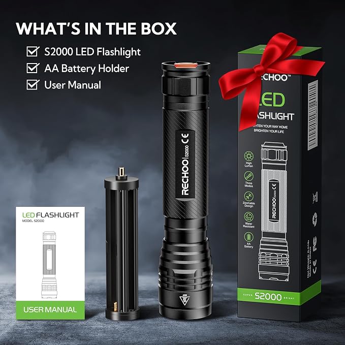 RECHOO S2000 LED Flashlight High Lumens, Super Bright, Mid-Size Tactical - Image 6