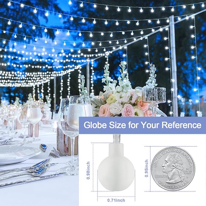 JMEXSUSS 100ft Globe String Lights Indoor Outdoor Waterproof, 200 LED White - Image 4