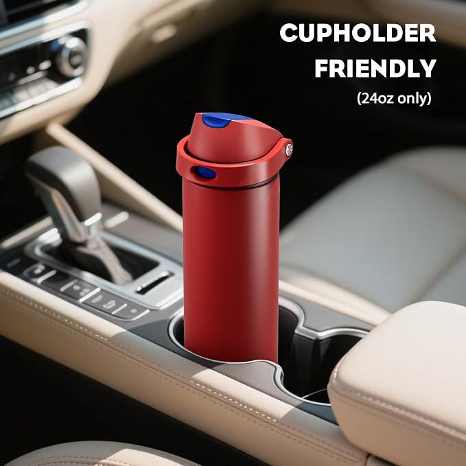 POWCAN 24 oz Steel Water Bottle: 2-in-1 Push-Button Spout & Flip Straw - Image 5