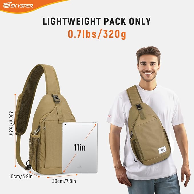 SKYSPER Sling Bag RFID Cross Body Bag Recycled Crossbody Backpack Travel Daypack - Image 2