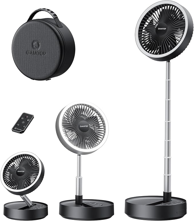 Gaiatop Portable Pedestal Fan 16000mAh Battery, Foldable Oscillating Standing by GAIATOP