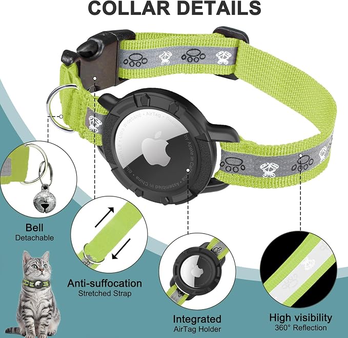 Reflective AirTag Cat Collar, Integrated Cat Tracker Collar - Image 5