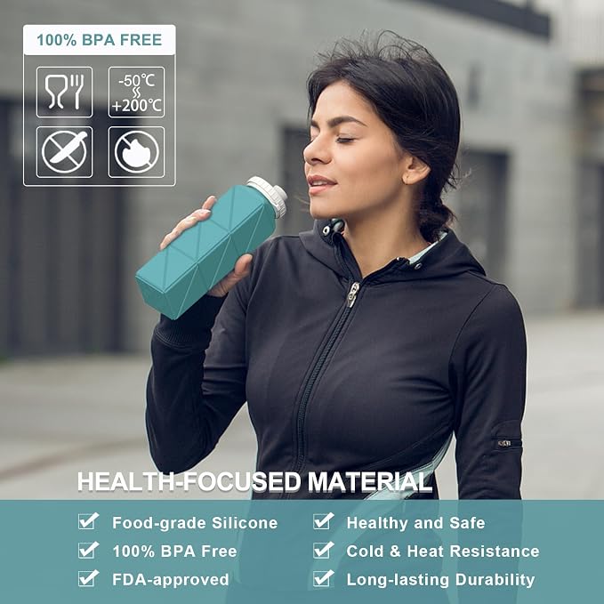 BEAUTAIL Collapsible Water Bottles 20.6oz, Silicone Foldable Portable Travel - Image 2