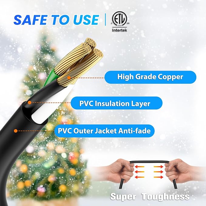 K KASONIC - 46FT Christmas Lights Outdoor Extension Cord - Image 4