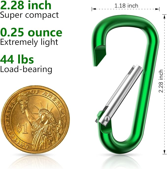 sprookber 2.28" Small Carabiner Clip Keychain, D Ring Caribeaner Clip, Key Clip - Image 2