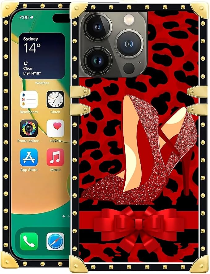 Compatible with iPhone 14 Pro Case, Elegant High Heels Luxury Golden Decoration by Unknown