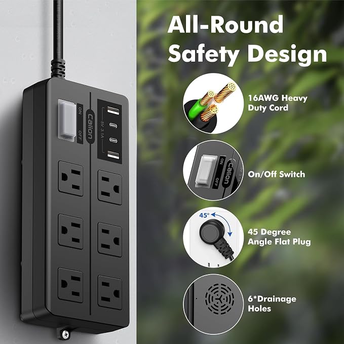 6FT Outdoor Waterproof Power Strip Surge Protector - Image 7