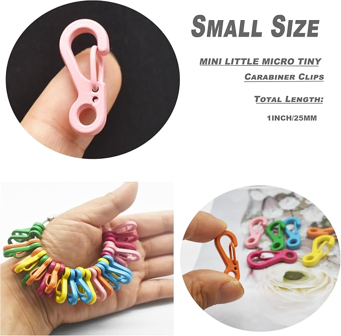 Mini Carabiner Clips with Metal Spring Wiregate Hook and Little Eye Hole - Image 5