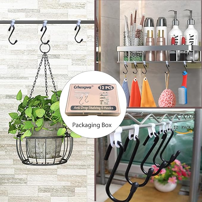 Anti Drop Wire Shelving S Hooks Metal Rack Hangers Untensil Hanging Hooks - Image 2