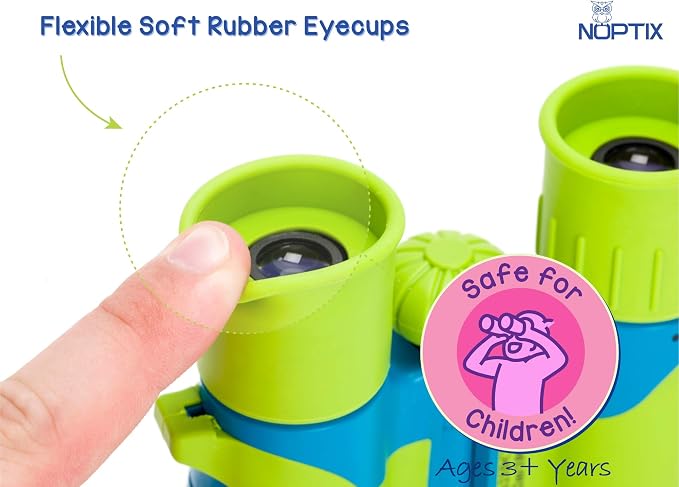 Binoculars for Kids, Girls or Boys Real Kids Binoculars in Vibrant Green Blue - Image 2