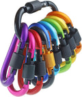 10 Pack Aluminum D Ring Key Rings Hiking Clips Locking Carabiner by IEBUOBO