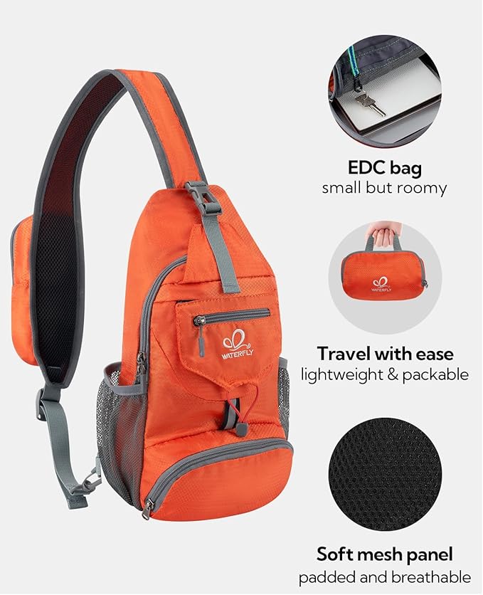 WATERFLY Packable Small Crossbody Sling Backpack Shoulder Chest Bag Daypack - Image 4