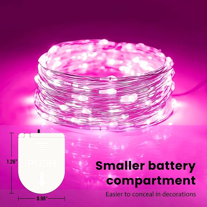 ZSJWL 30 Pack Pink Fairy Lights Battery Operated, 7Ft 20LED Mini String Light - Image 2