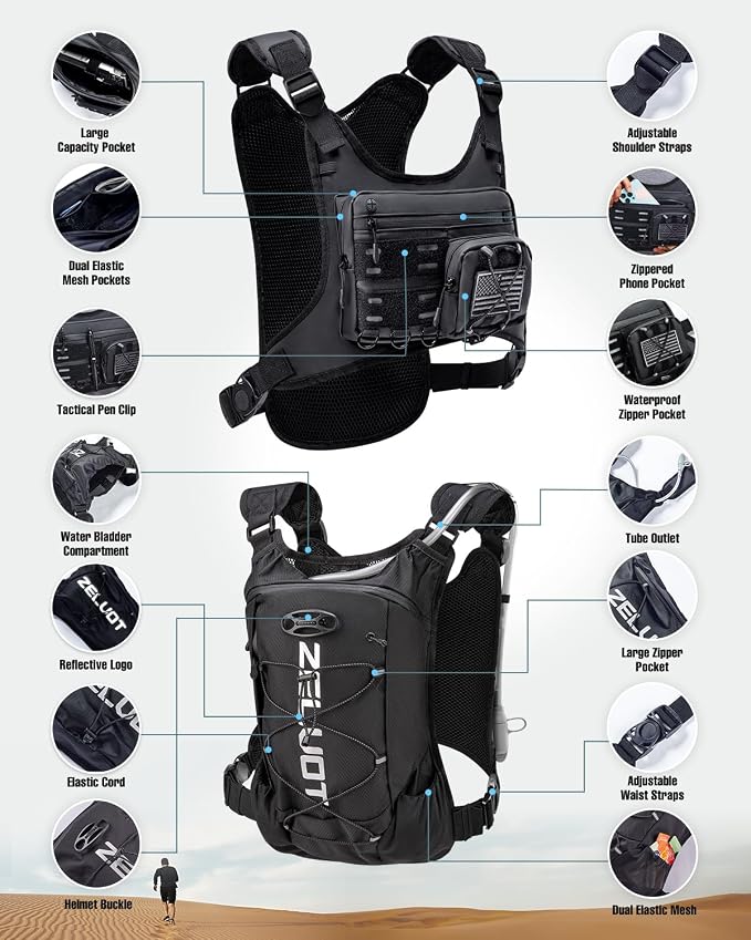 Zelvot Running Vest with 2L Water Bladder, Hydration Backpack, U.S. Original - Image 6