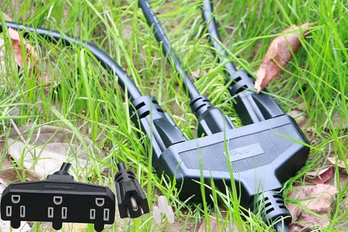 3 Outlet Extension Power Cord 105℃ Temperature Resistant Waterproof Cable 14AWG - Image 2