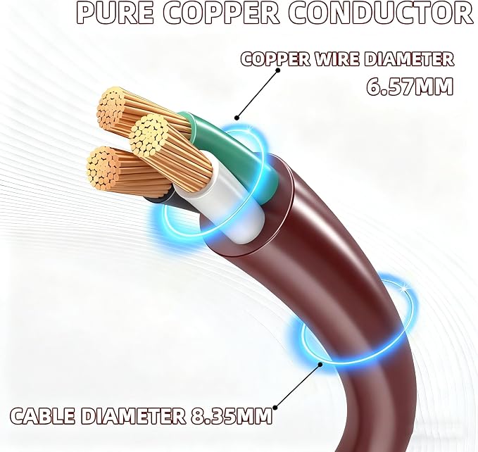 12FT Brown Outdoor Extension Cord-16/3 SJTW Durable Extension Cord - Image 3