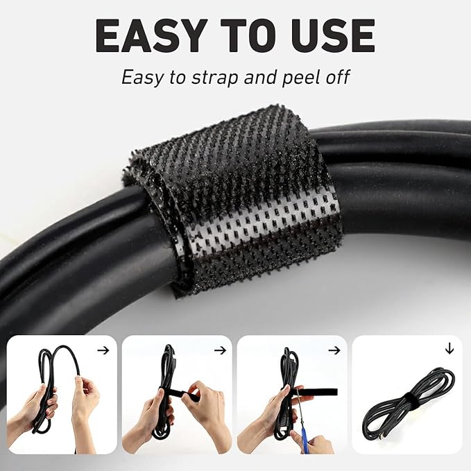 100ft x1/2 in Hook and Loop Roll, Hitotsu Reusable Fastening Tape Cable Ties - Image 5