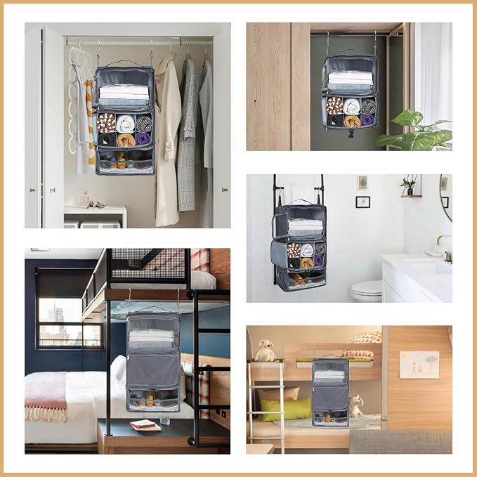 Surblue Hanging Shelves Travel Storage Bag Compression Packing Cube - Image 7