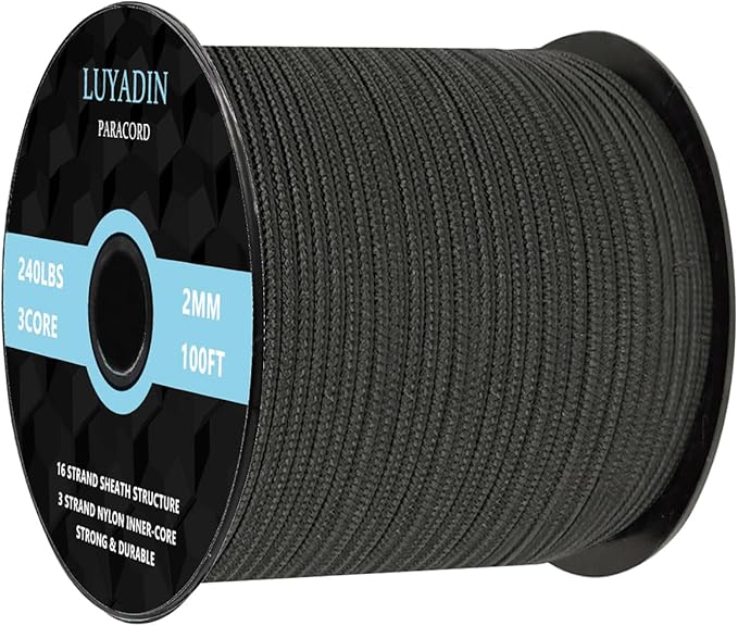 Paracord 240lb - Diameter 2mm Micro Utility Cord -3 Strand Parachute Spool Cord by LUYADIN