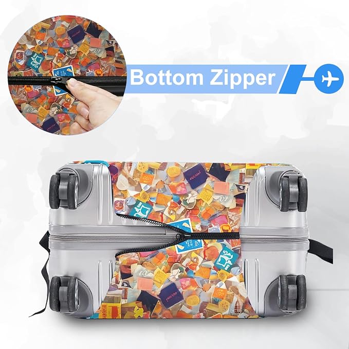 ANNA QUEEN Vintage Travel Stickers Gir Luggage Cover -Stretchable Airplane - Image 5