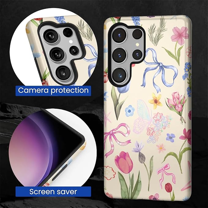 for Samsung Galaxy S25 Ultra Case, HL2 Aesthetic Flower Preppy Collage Hybrid 2 - Image 4