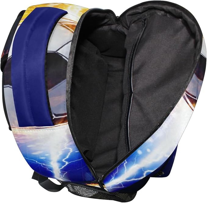 Wamika Soccer Ball Kids Backpack Football Lightning Spark Thunder Boys School - Image 7