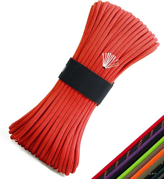 Survival Paracord 550 Fire Paracord Survivor Cord Nlyon Rope 10 Strands US - Image 9