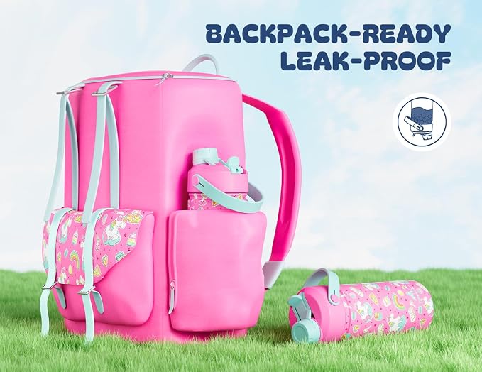 18 oz Kids Water Bottle for School: Leakproof, 2-in-1 Straw Spout Lid, Easy - Image 4