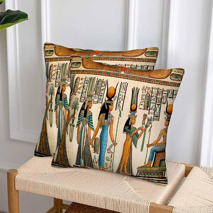 Old Egyptian Empire Couch Pillow Covers 18 X 18 0 Set of 2 Pillowcases Square - Image 4