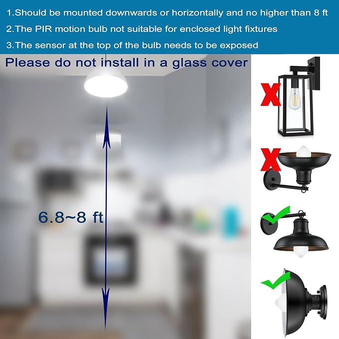 Motion Sensor Light Bulbs for Outdoor Indoor, 9W A19 Motion Detector Led Bulb - Image 3