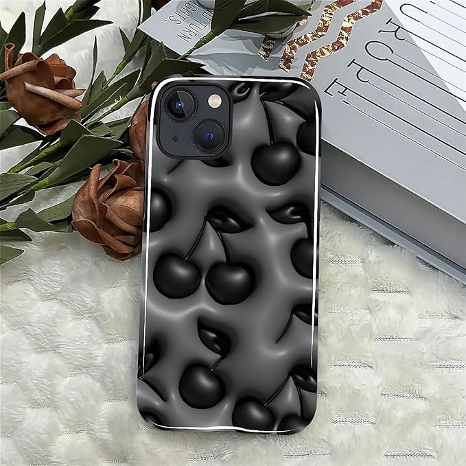 for iPhone 14 Plus Case, HL2 Cute Cool Cherry Black Hybrid 2 Layer Hard Shell - Image 4