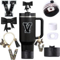 6pcs Black Stanley Cup Accessories Set, Bow Straw Topper by MOTEERLLU