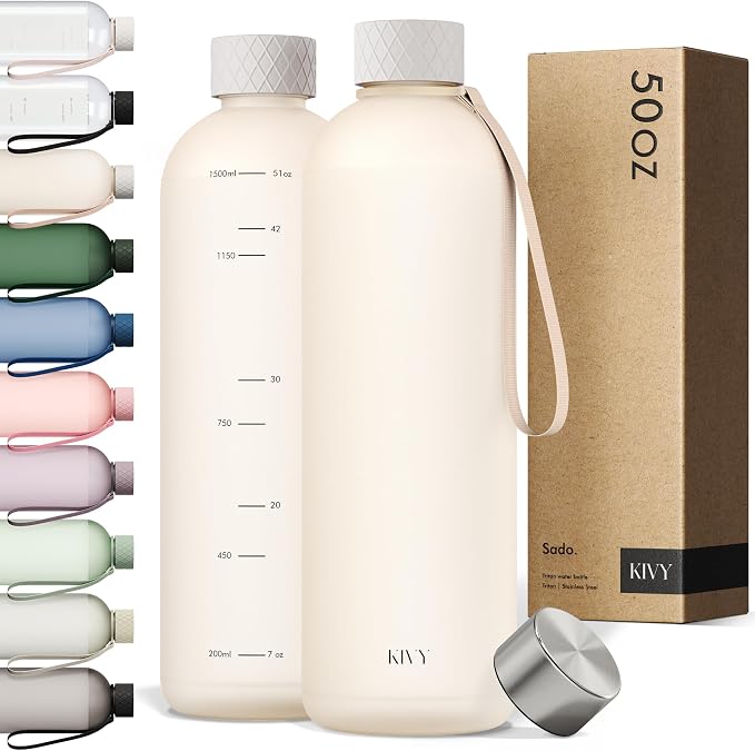 KIVY Large Water Bottle 50oz Fits Backpack & Cupholder by KIVY