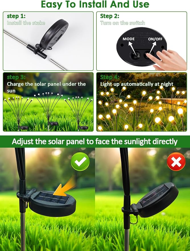 2026 Upgraded Solar Lights Outdoor, 4 Pack Solar Garden Lights - Image 7
