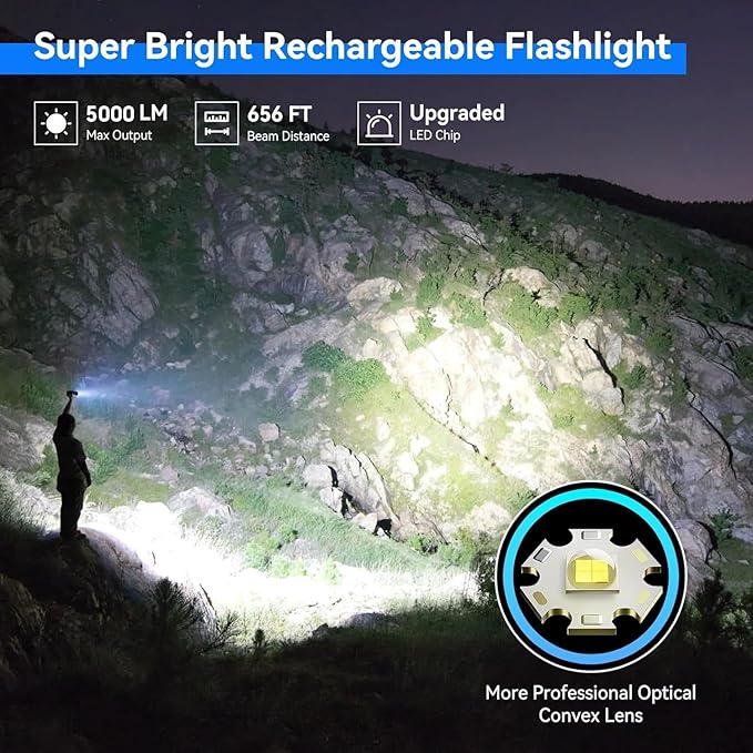 LETMY Rechargeable Flashlights High Lumens, 2 Pack 2000 Lumens Super Bright LED - Image 2