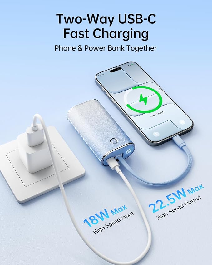 iWALK Sparkly 10000mAh Portable Charger, 22.5W Fast Charging Small Power Bank - Image 5