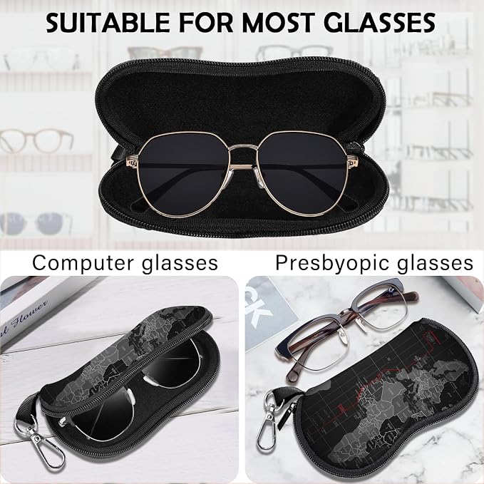 Glasses Case Sunglasses Eyeglass Soft Case Zipper Light Neoprene Pouch - Image 3
