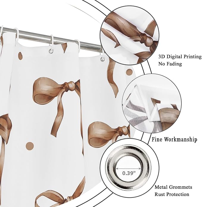 Brown Bow Shower Curtain - Image 5